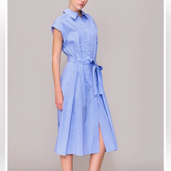 Blue Cap Sleeve Shirt Dress - Picture 2 of 8